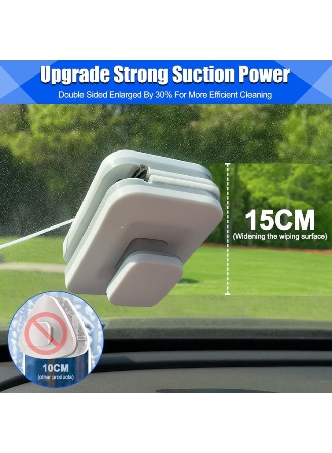 Arabest Magnetic Window Cleaner, Windshield Magnetic Car Window Cleaner Tool with Anti-Falling Rope, Track Cleaner and Dustpan Cleaning Brush, for Glass Thickness 18-30mm - Image 4